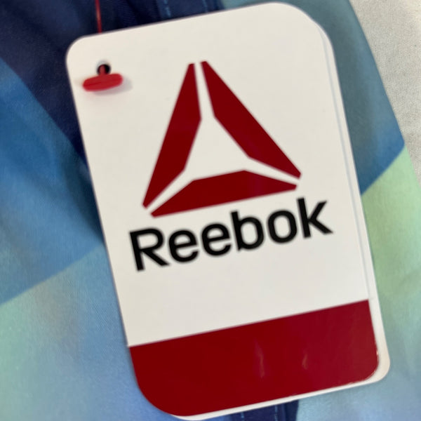 Reebok Women's Slim Fit Geometric Blue Pattern Shorts Size S