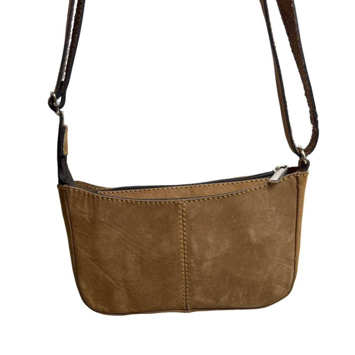 D Luciano Women's Light Brown Suede Leather Shoulder Bag Sz S