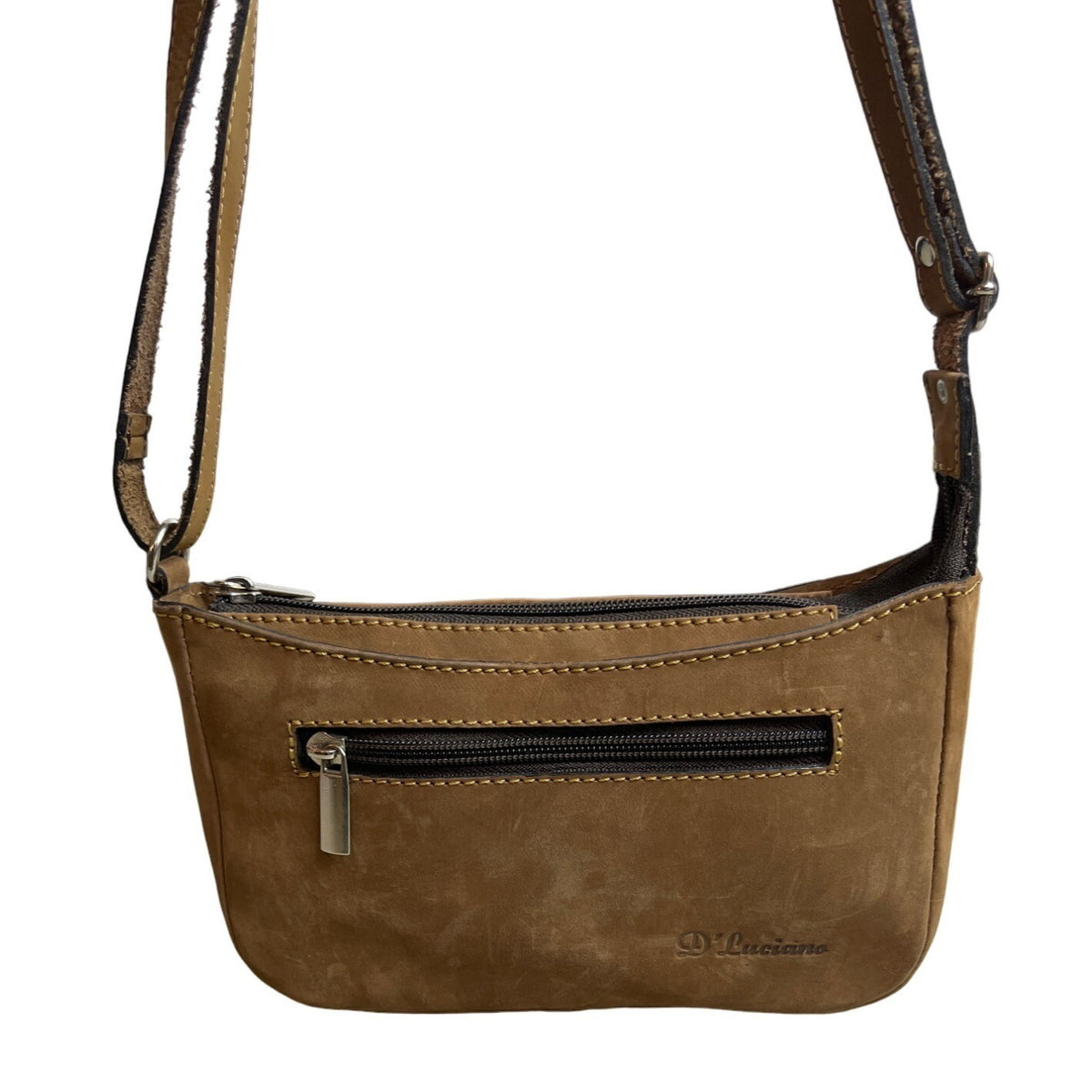 D Luciano Women's Light Brown Suede Leather Shoulder Bag Sz S