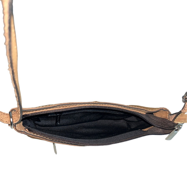 D Luciano Women's Light Brown Suede Leather Shoulder Bag Sz S