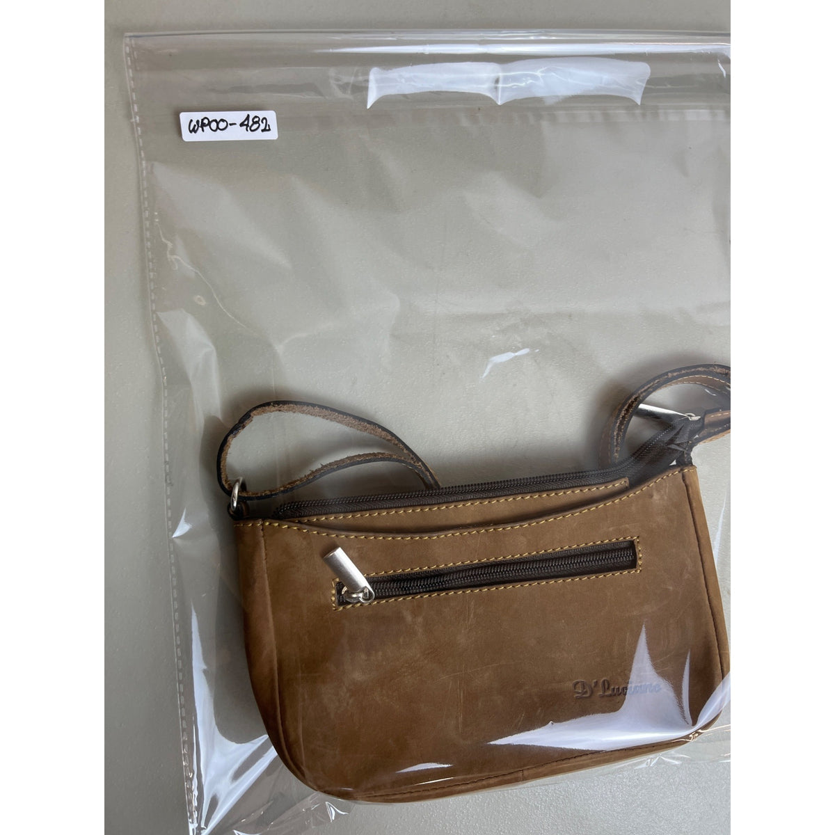 D Luciano Women's Light Brown Suede Leather Shoulder Bag Sz S