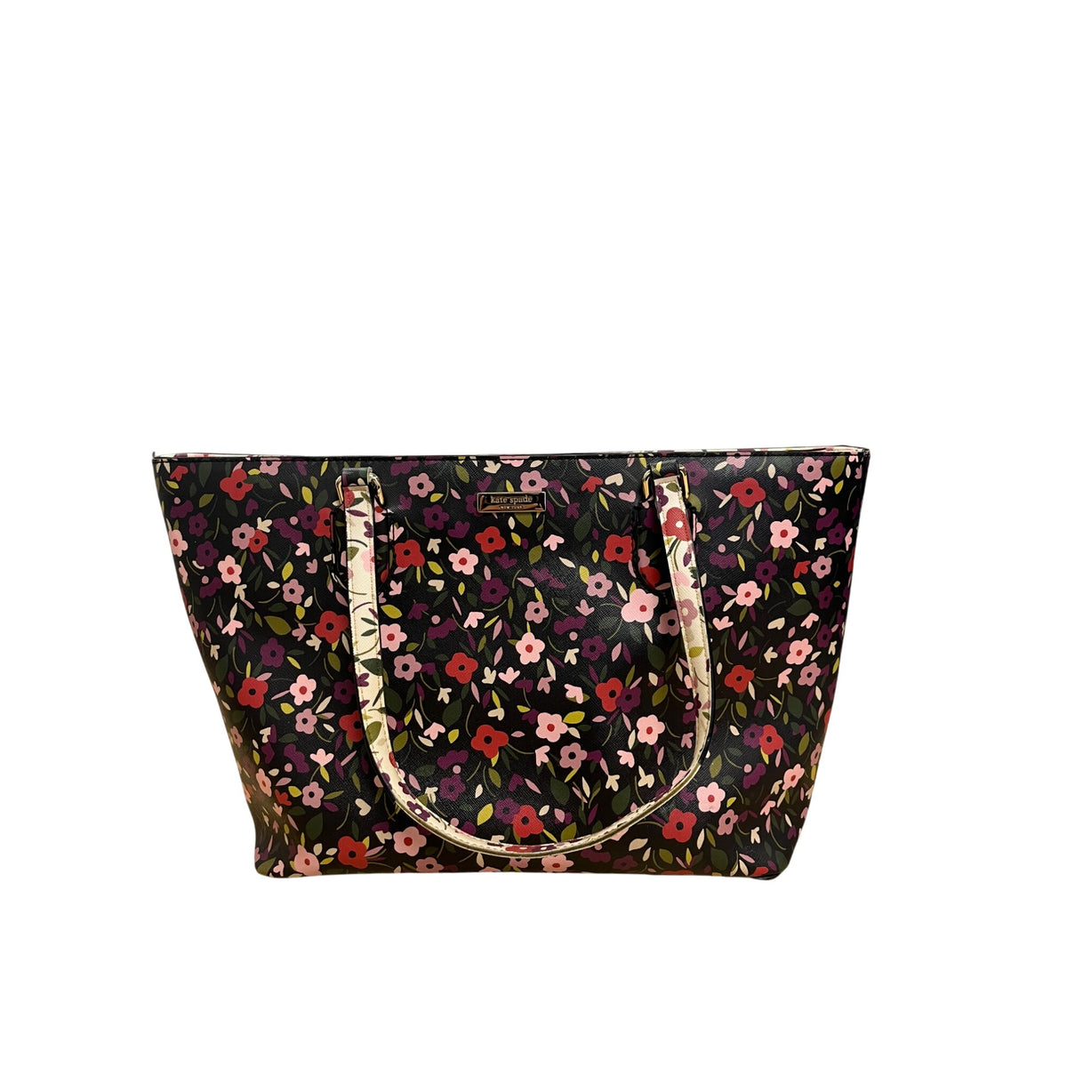 Kate Spade Womens Multicolor Floral Tote Bag Durable Saffiano Leather Medium Size