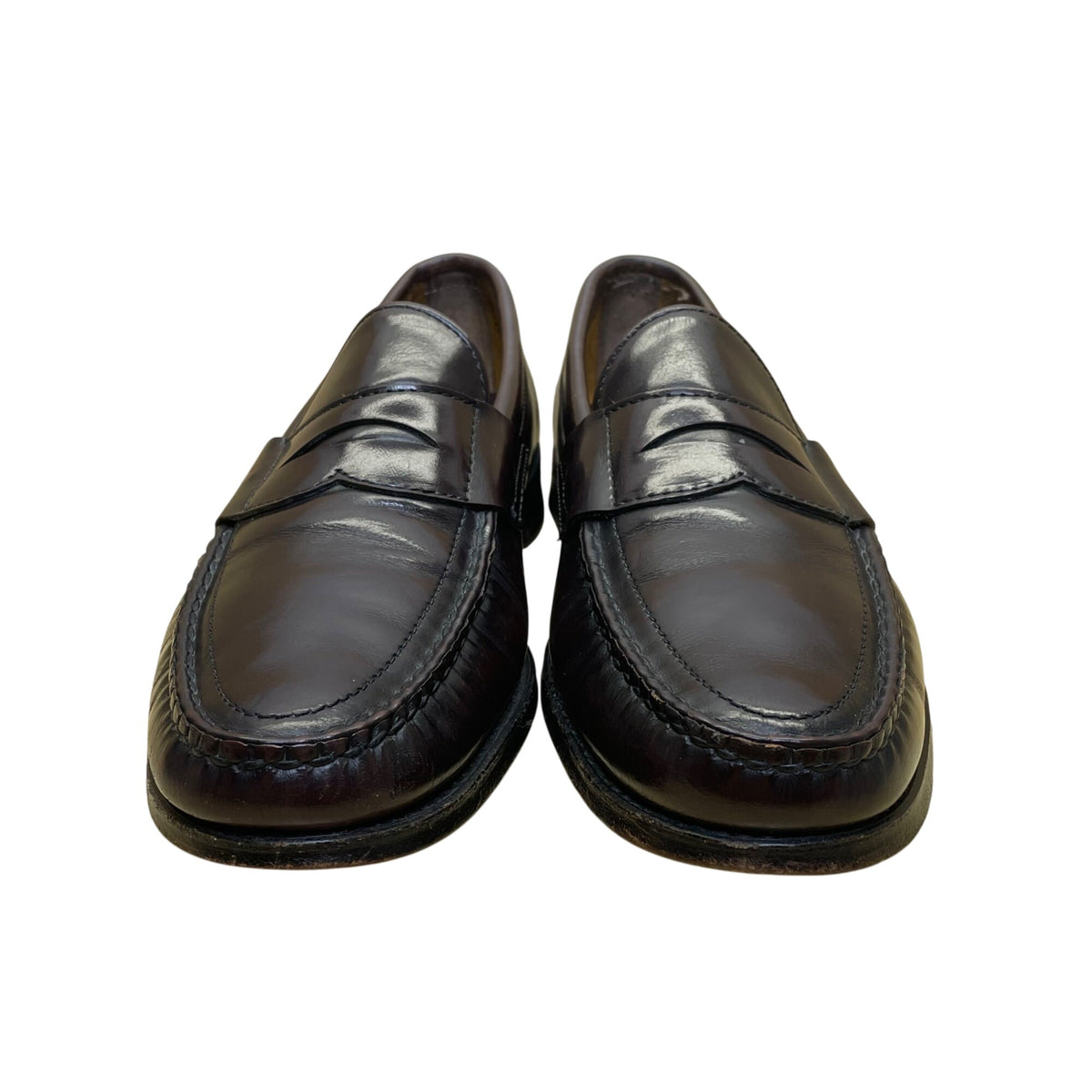 Barrie Men’s Burgundy Leather Hand-Sewn Penny Loafers Slip-On Shoes Size 9.5