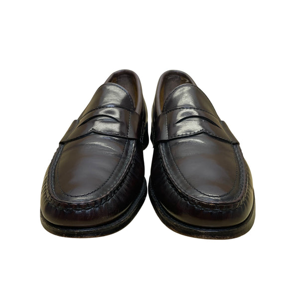 Barrie Men’s Burgundy Leather Hand-Sewn Penny Loafers Slip-On Shoes Size 9.5