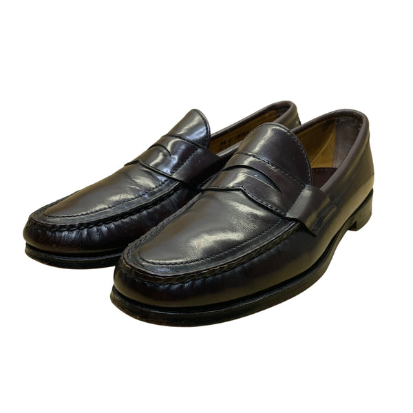 Barrie Men’s Burgundy Leather Hand-Sewn Penny Loafers Slip-On Shoes Size 9.5