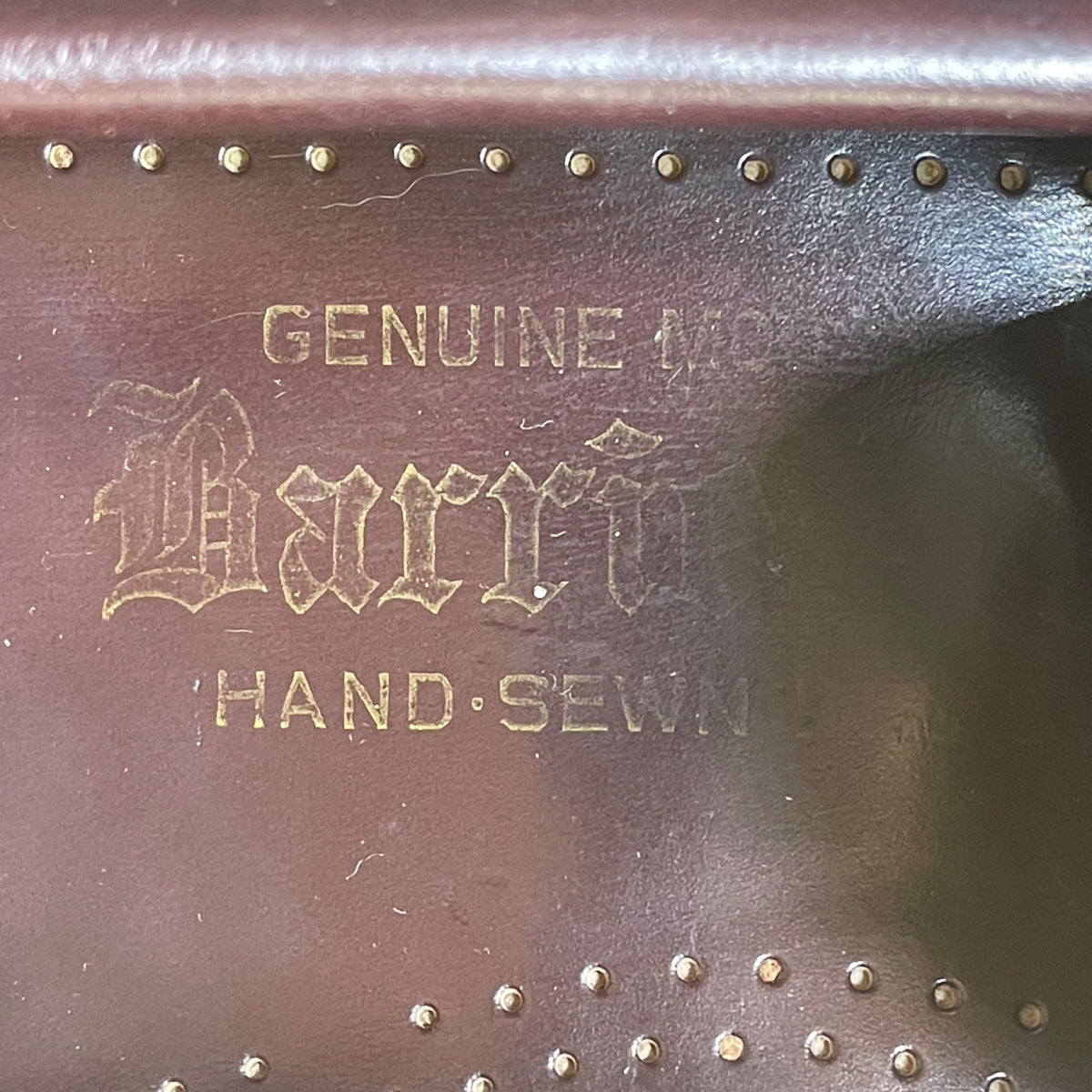 Barrie Men’s Burgundy Leather Hand-Sewn Penny Loafers Slip-On Shoes Size 9.5