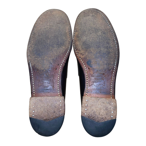 Barrie Men’s Burgundy Leather Hand-Sewn Penny Loafers Slip-On Shoes Size 9.5