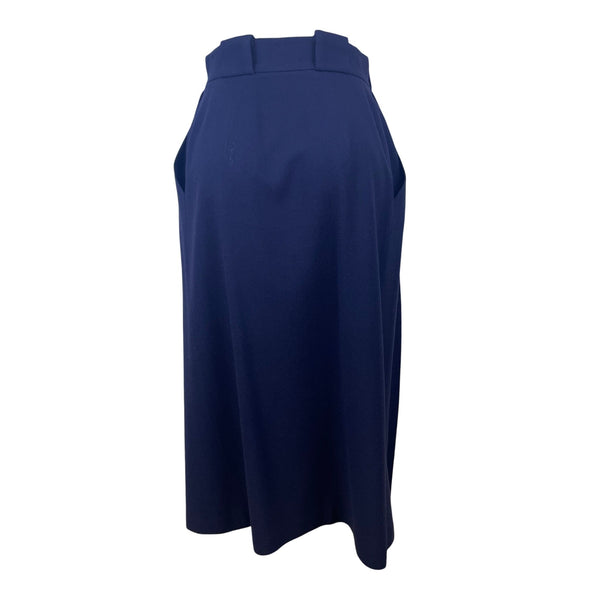 Vintage Spitalnick Womens Navy Wool Pleated Midi Skirt Asymmetrical Hem Size 4