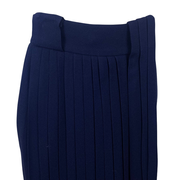 Vintage Spitalnick Womens Navy Wool Pleated Midi Skirt Asymmetrical Hem Size 4