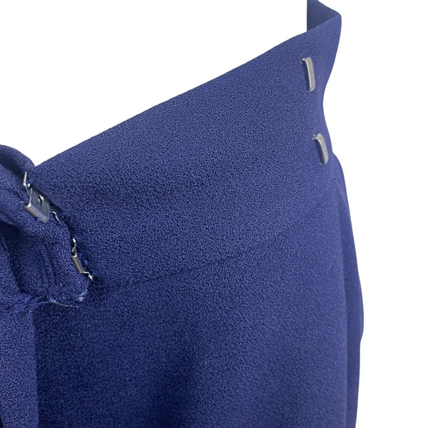Vintage Spitalnick Womens Navy Wool Pleated Midi Skirt Asymmetrical Hem Size 4