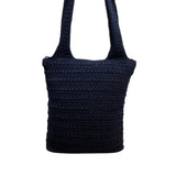 The Sak Women’s Navy Blue Crochet Zipper Closure Double Strap Shoulder Bag Sz M