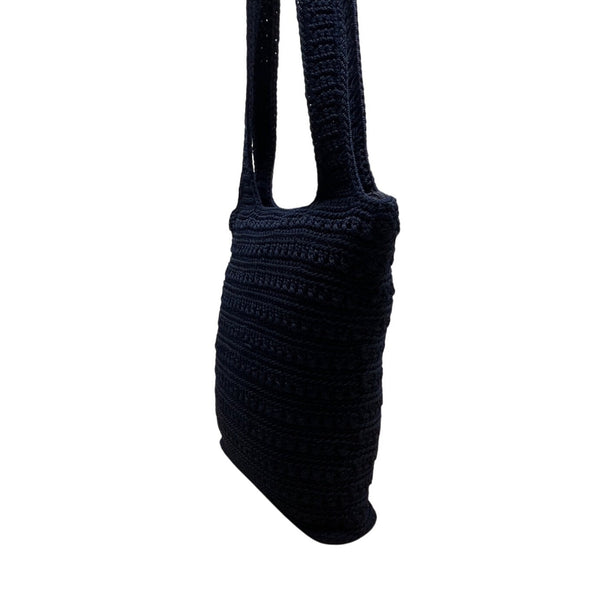 The Sak Women’s Navy Blue Crochet Zipper Closure Double Strap Shoulder Bag Sz M