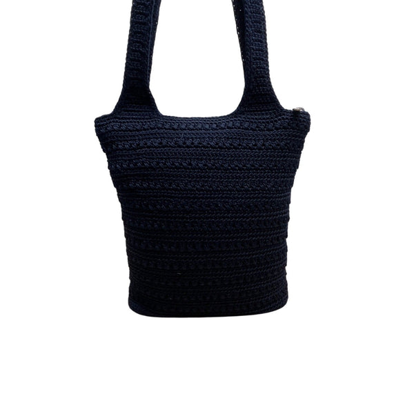 The Sak Women’s Navy Blue Crochet Zipper Closure Double Strap Shoulder Bag Sz M
