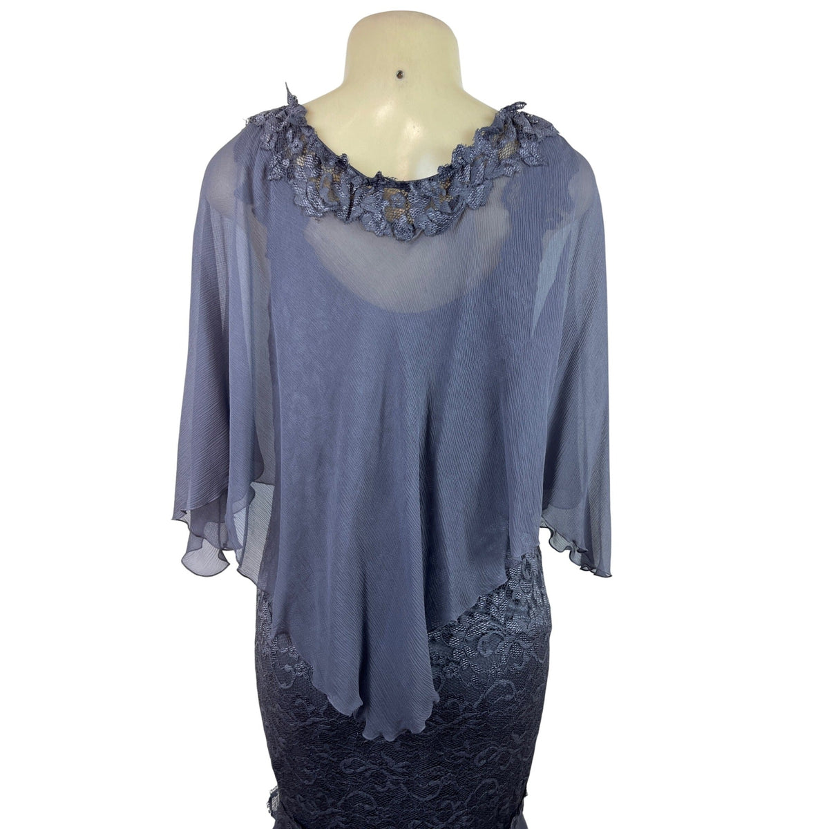 Elegant Womens Sleeveless Lace & Chiffon Maxi Dress With Ruffled Hem Size S