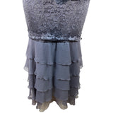 Elegant Womens Sleeveless Lace & Chiffon Maxi Dress With Ruffled Hem Size S