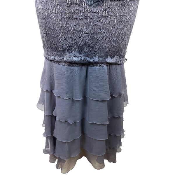 Elegant Womens Sleeveless Lace & Chiffon Maxi Dress With Ruffled Hem Size S