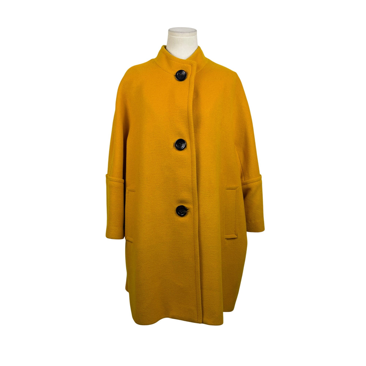 Talbots Women’s Yellow Wool Blend Coat Black Buttons Stylish & Warm Size 18WP