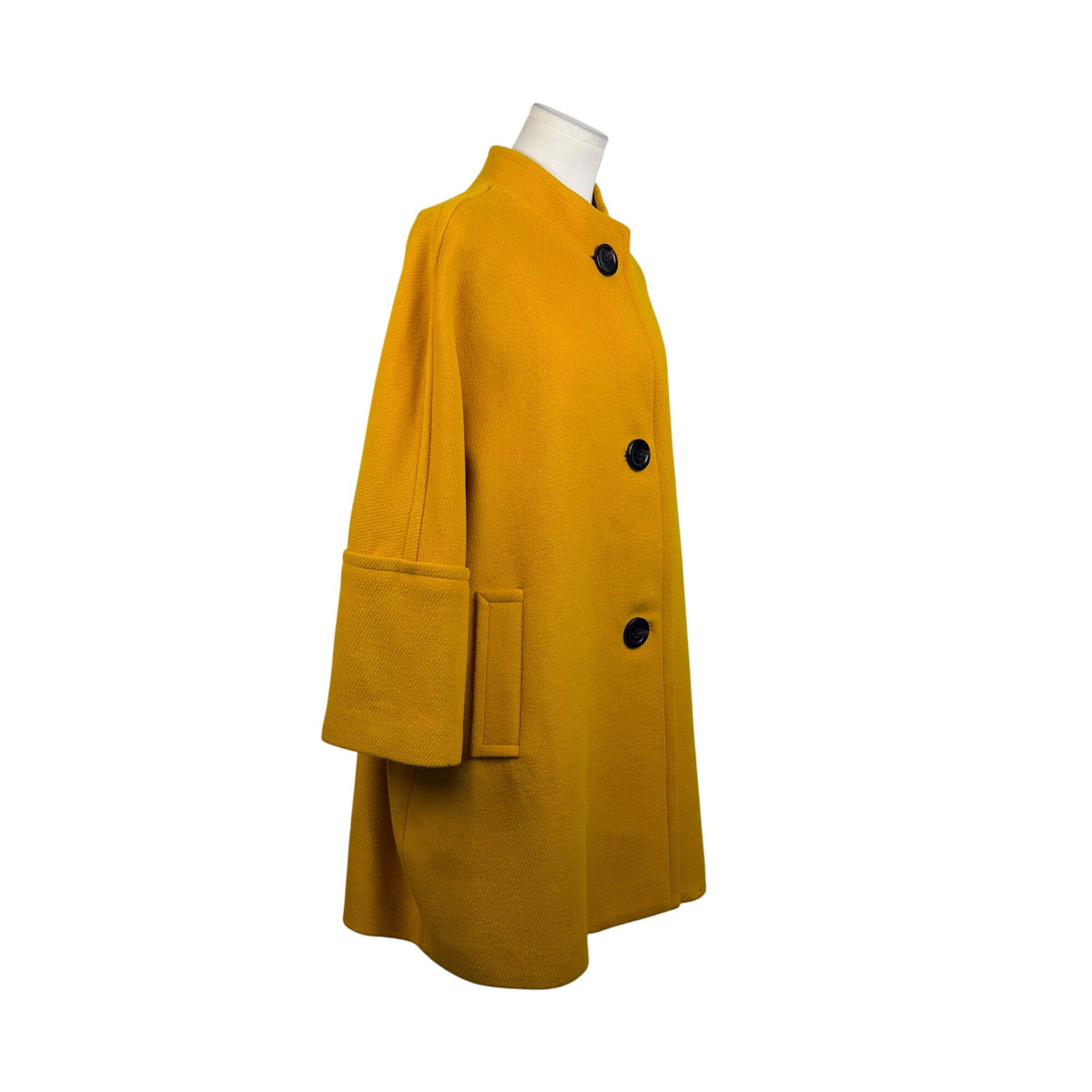 Talbots Women’s Yellow Wool Blend Coat Black Buttons Stylish & Warm Size 18WP
