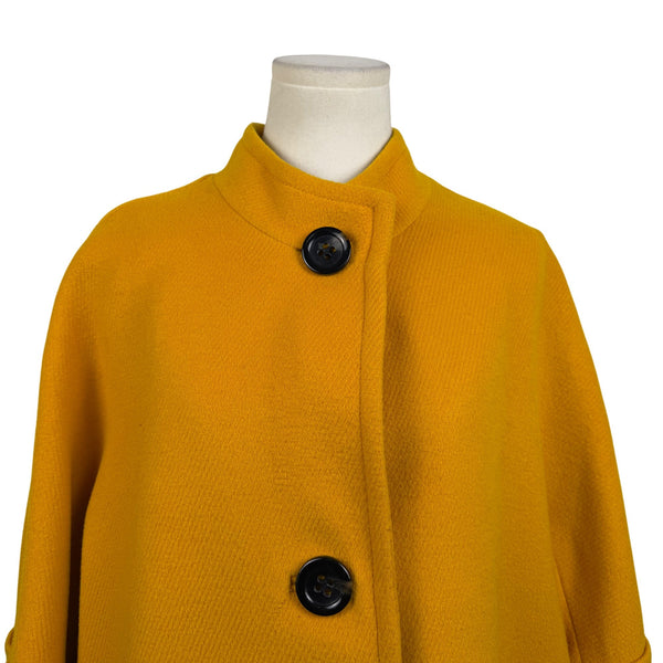Talbots Women’s Yellow Wool Blend Coat Black Buttons Stylish & Warm Size 18WP