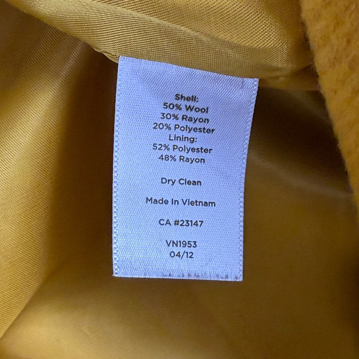 Talbots Women’s Yellow Wool Blend Coat Black Buttons Stylish & Warm Size 18WP