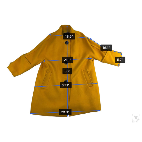 Talbots Women’s Yellow Wool Blend Coat Black Buttons Stylish & Warm Size 18WP