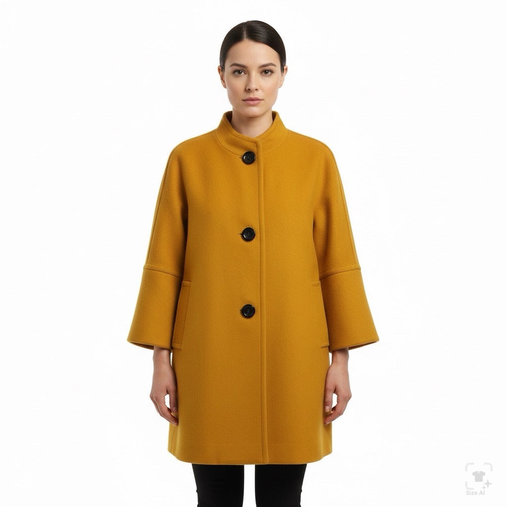 Talbots Women’s Yellow Wool Blend Coat Black Buttons Stylish & Warm Size 18WP