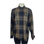 Ralph Lauren Plaid Womens Linen Shirt Brown/Black Long Sleeve Size L