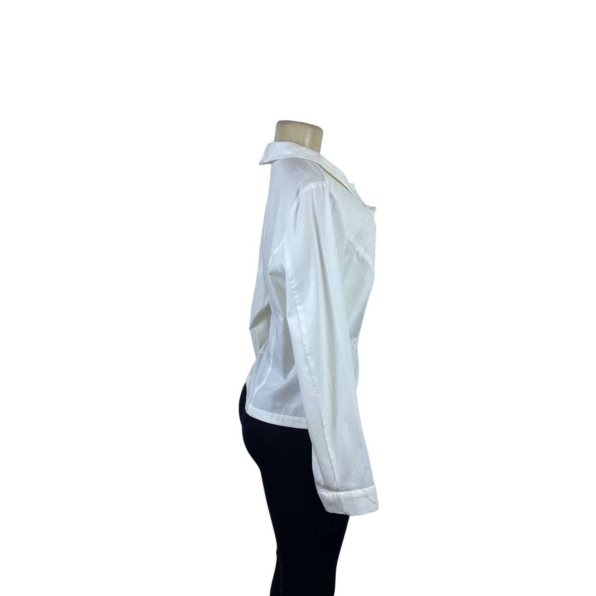Jones York Signature Women's White Cotton Ruffled Button Up Blouse Size XL