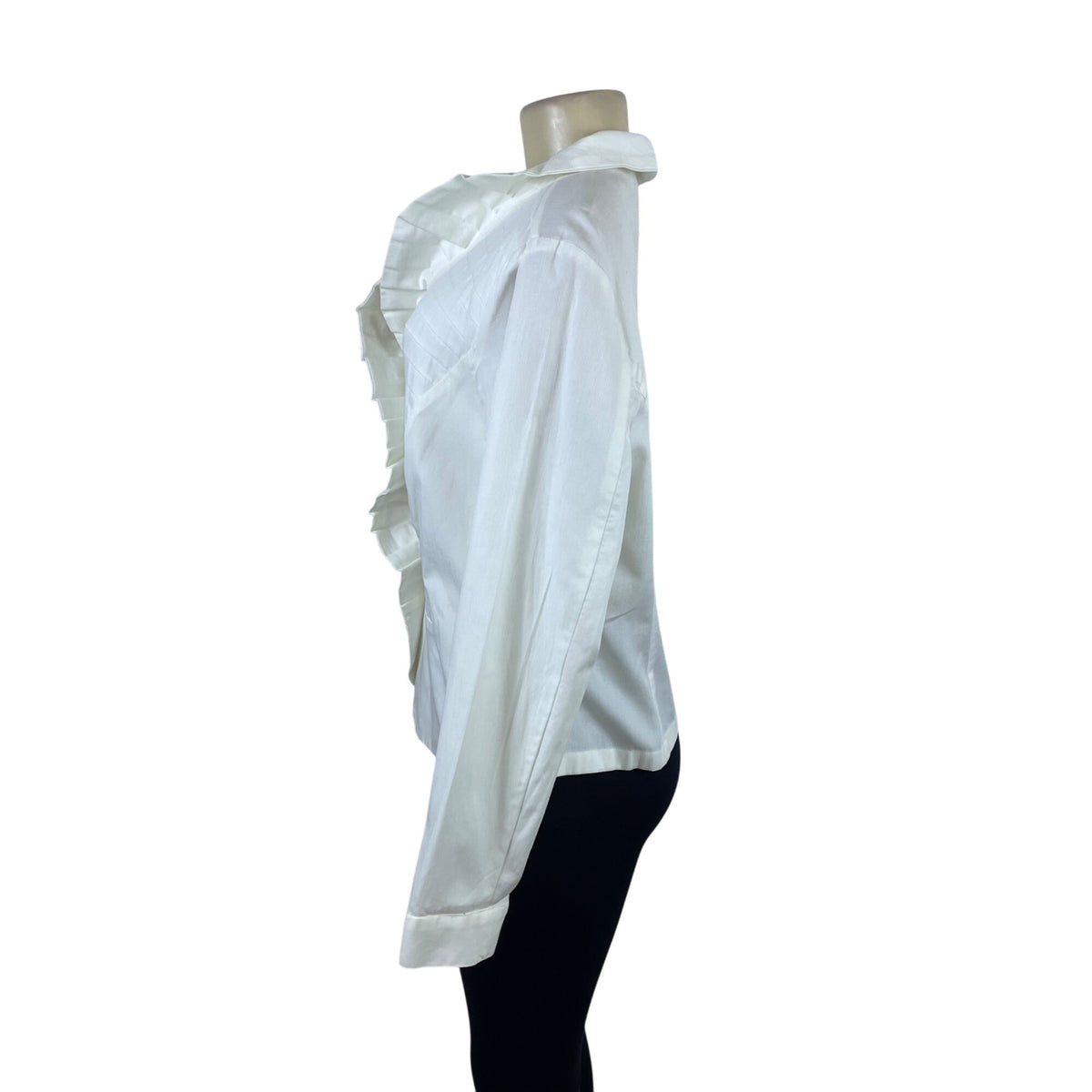 Jones York Signature Women's White Cotton Ruffled Button Up Blouse Size XL