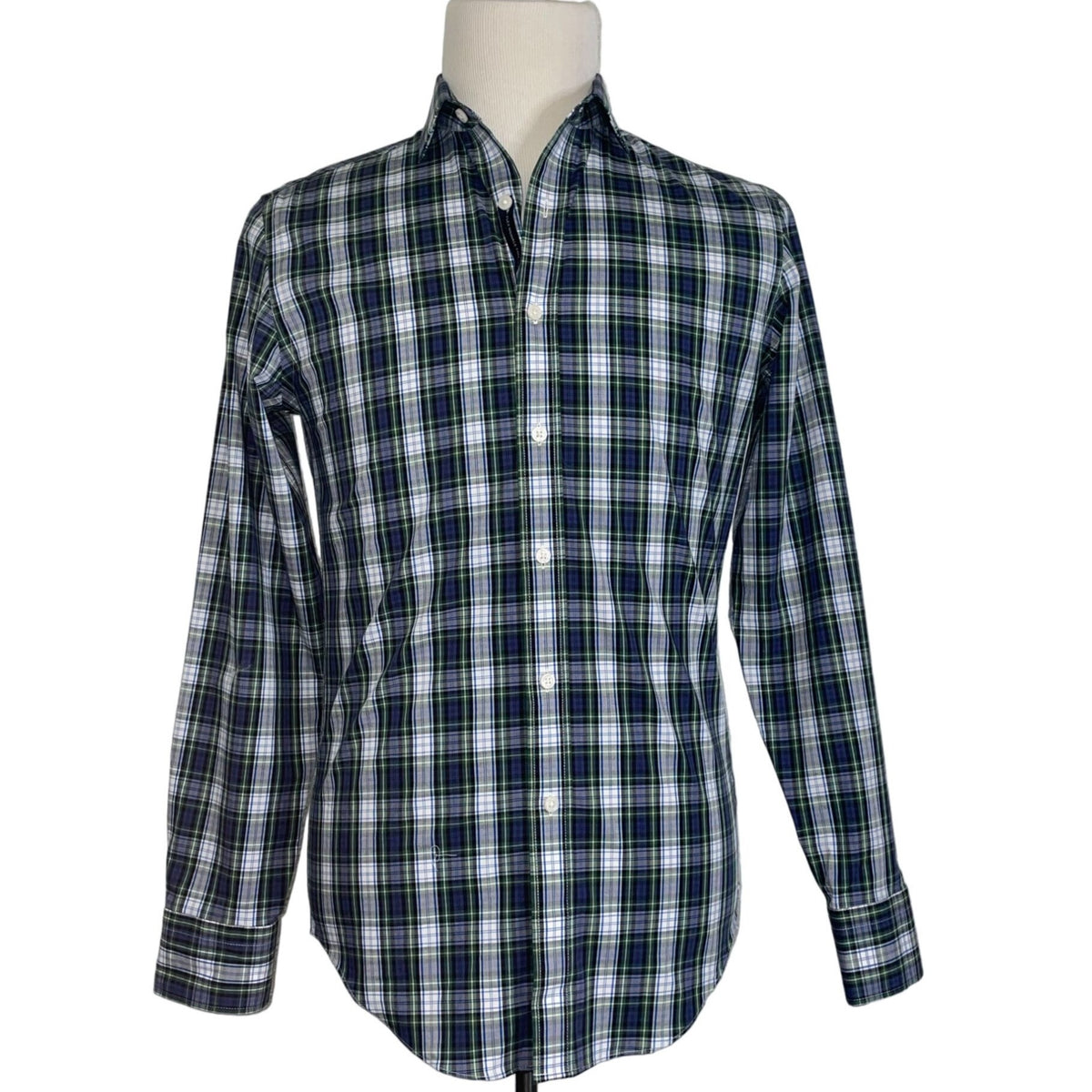 J.Crew Long Sleeve Slim Plaid Button Down Casual Blue Men's Shirt Size S