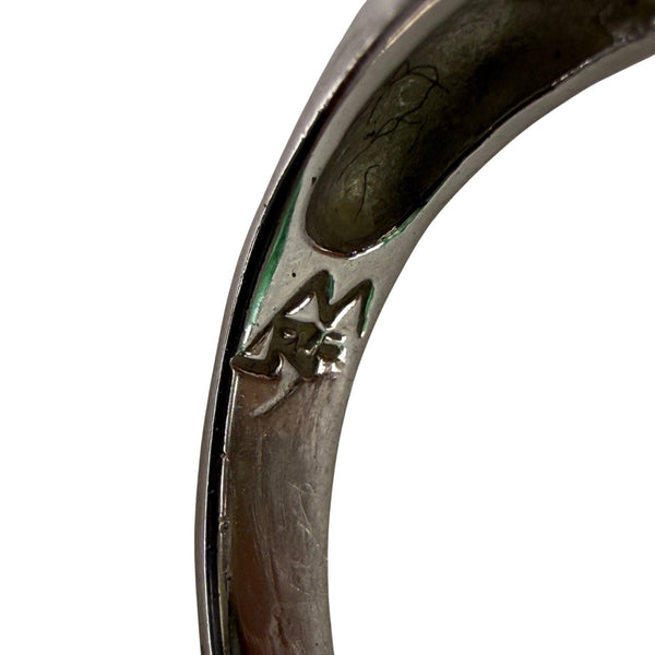 Sterling Silver 925 Two-Tone Freshwater Pearl & Diamond Accented Ring Sz 6