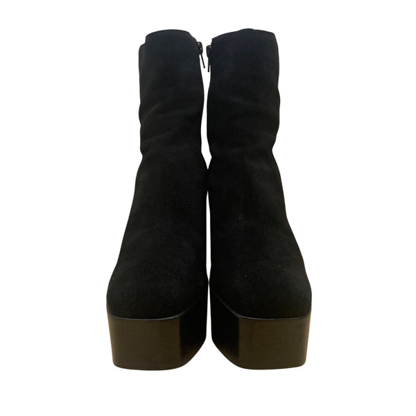 Aqua Women’s Black Leather Platform High Block Heel Maya Ankle Boots Size 9.5M
