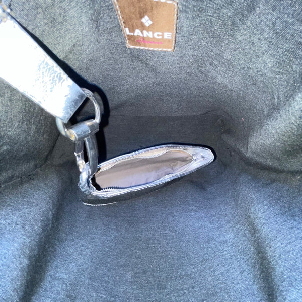 Lance Women’s Gray Woven Shimmering Metallic Finish Spacious Design Tote Bag