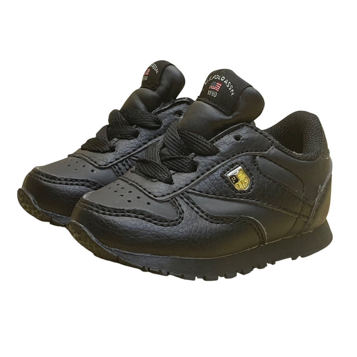 U.S. Polo Association 1890 Kids Black Synthetic Lace-Up Casual Sneakers Size 4