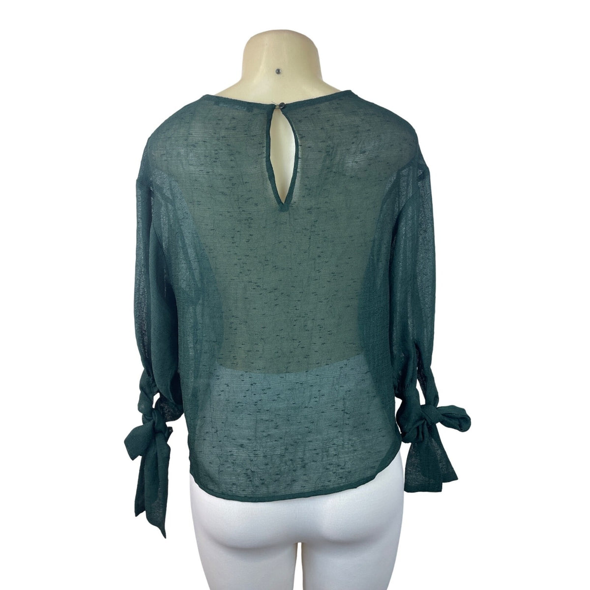 Zara Women's Green Tied Cuff Blouse Sz XS