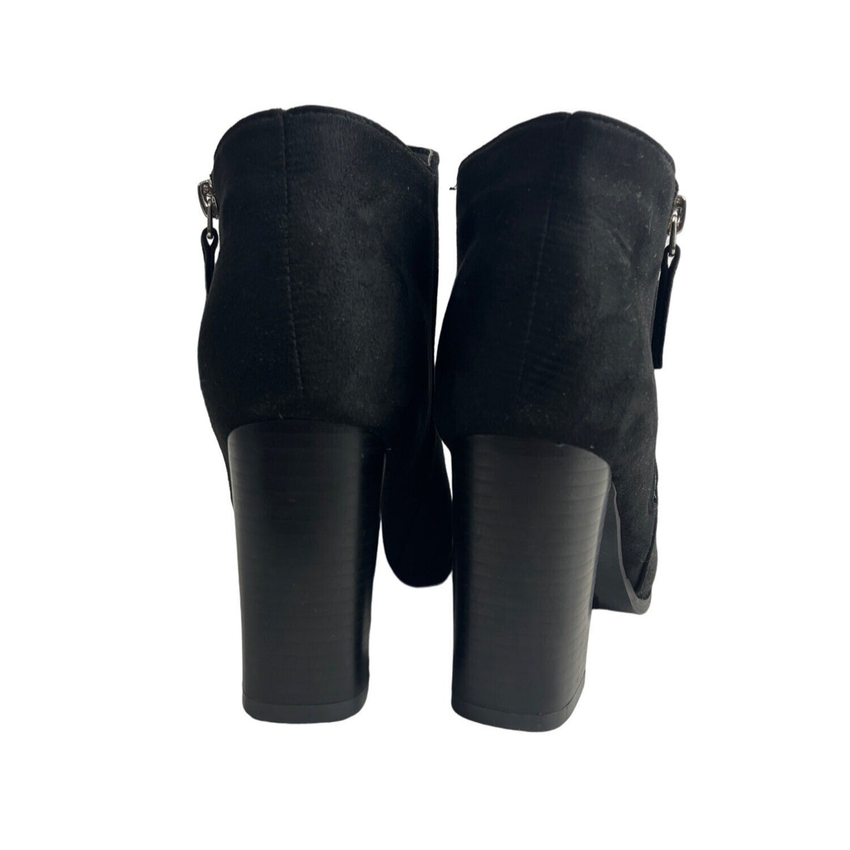 6 Street Wear Society Women's Black Synthetic Suede Heeled Booties Sz 6