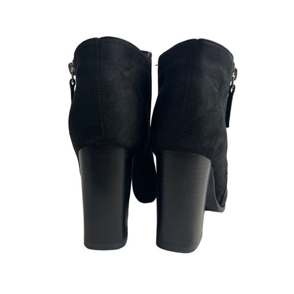 6 Street Wear Society Women's Black Synthetic Suede Heeled Booties Sz 6