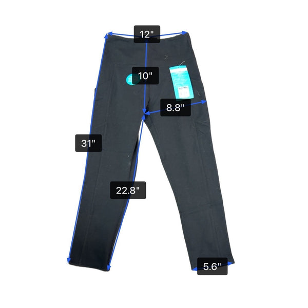 Marika Womens Black Capri Leggings With Pockets Small Stretchy Activewear