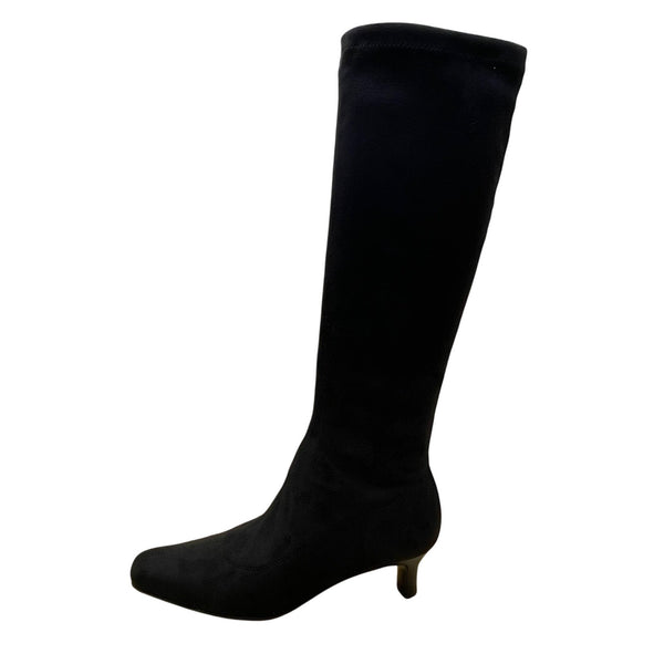Boden Made In Italy Women’s Black Faux Suede Mid-Heel Knee-High Boots Size 38