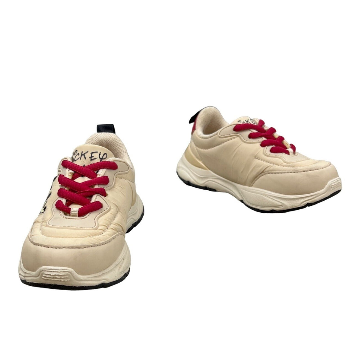 Zara Toddler Girl's Beige And Red Disney Mickey Mouse Sneakers Sz 25