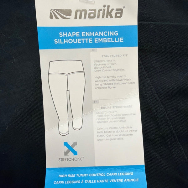 Marika Womens Black Capri Leggings With Pockets Small Stretchy Activewear