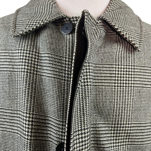 Brooks Brothers Style Gray Plaid Mens Wool Jacket With Quilted Lining Size L