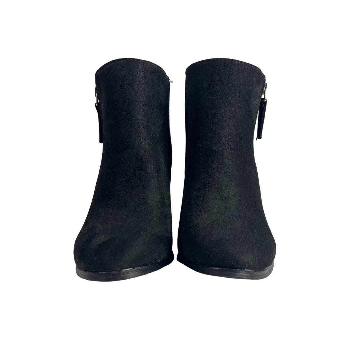 6 Street Wear Society Women's Black Synthetic Suede Heeled Booties Sz 6