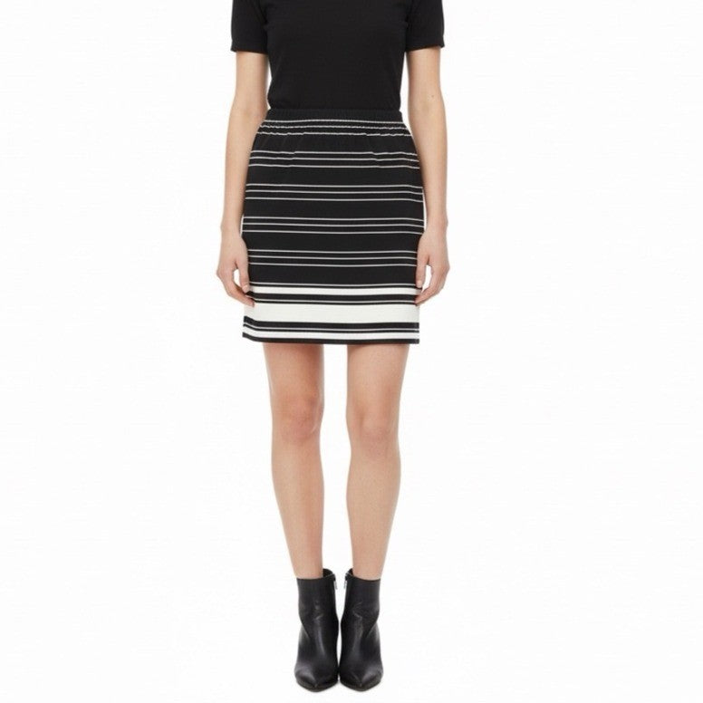 Max Studio Womens Black & White Striped Pencil Skirt Rayon Blend Stretch Size S