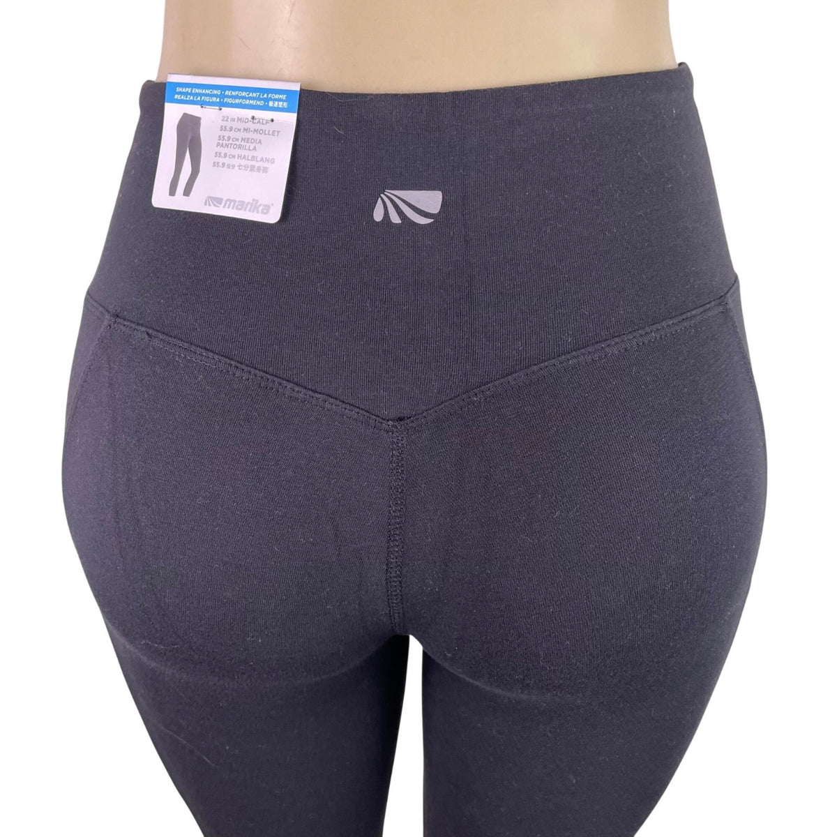 Marika Womens Black Capri Leggings With Pockets Small Stretchy Activewear