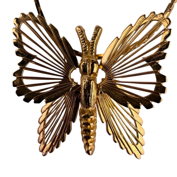 Monet Womens Gold Tone Metal Butterfly Pendant Necklace Elegant Jewelry