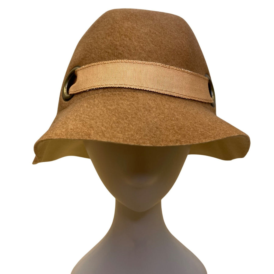 Liz Claiborne Womens Camel Wool Bucket Hat Ribbon Bow Detail One Size