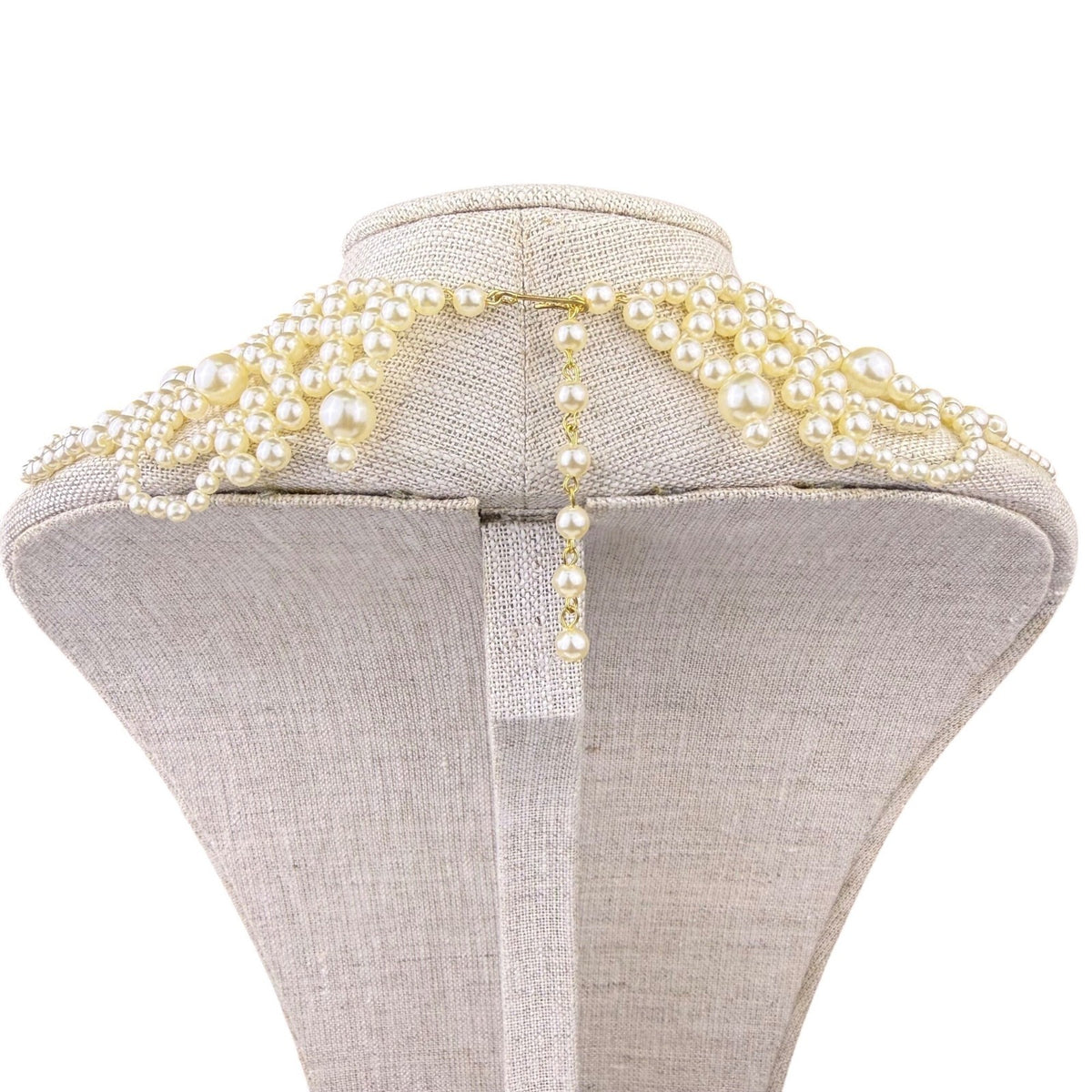 Assembled Pearl Collar Necklace Ivory Beaded Women Bib Design Adjustable