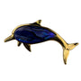 Gold Tone Dolphin Brooch Blue Abalone Shell Pin Womens Jewelry Decorative