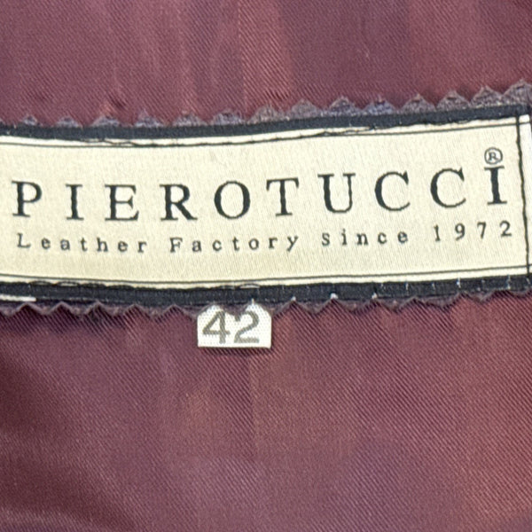 Pierotucci Womens Purple Leather Jacket With Zipper Closure Size 42